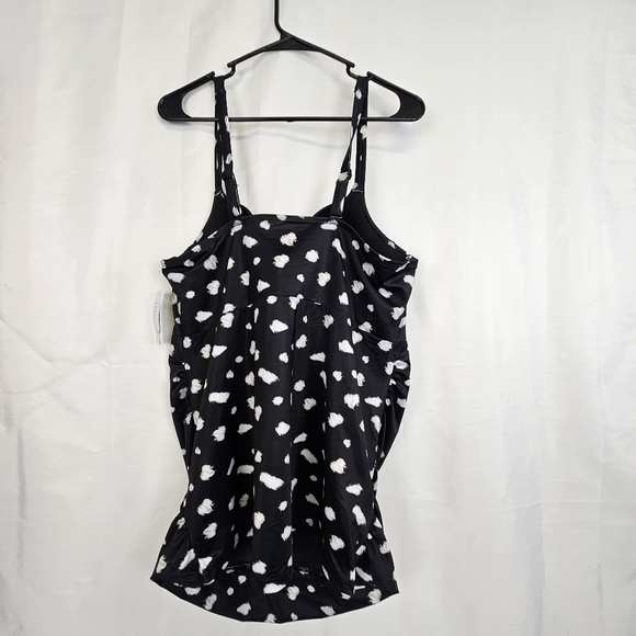 Swim by Cacique 42F Balconette Tankini Top Black White Dot Lane Bryant NWT - Picture 5 of 16